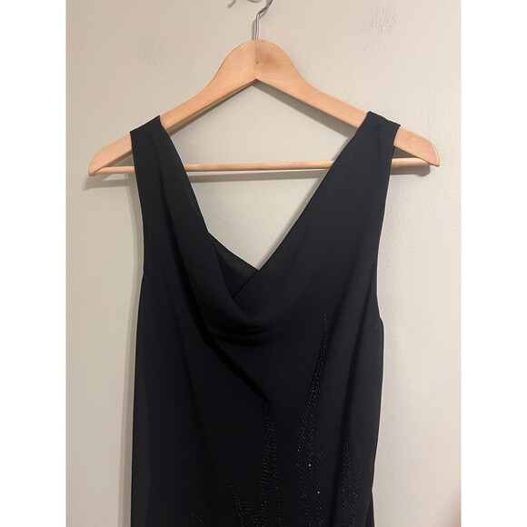 Vintage Studio 80’s Beaded 2 Layers Black Formal Maxi Goth Whimsical Dress Sz M - Picture 4 of 8